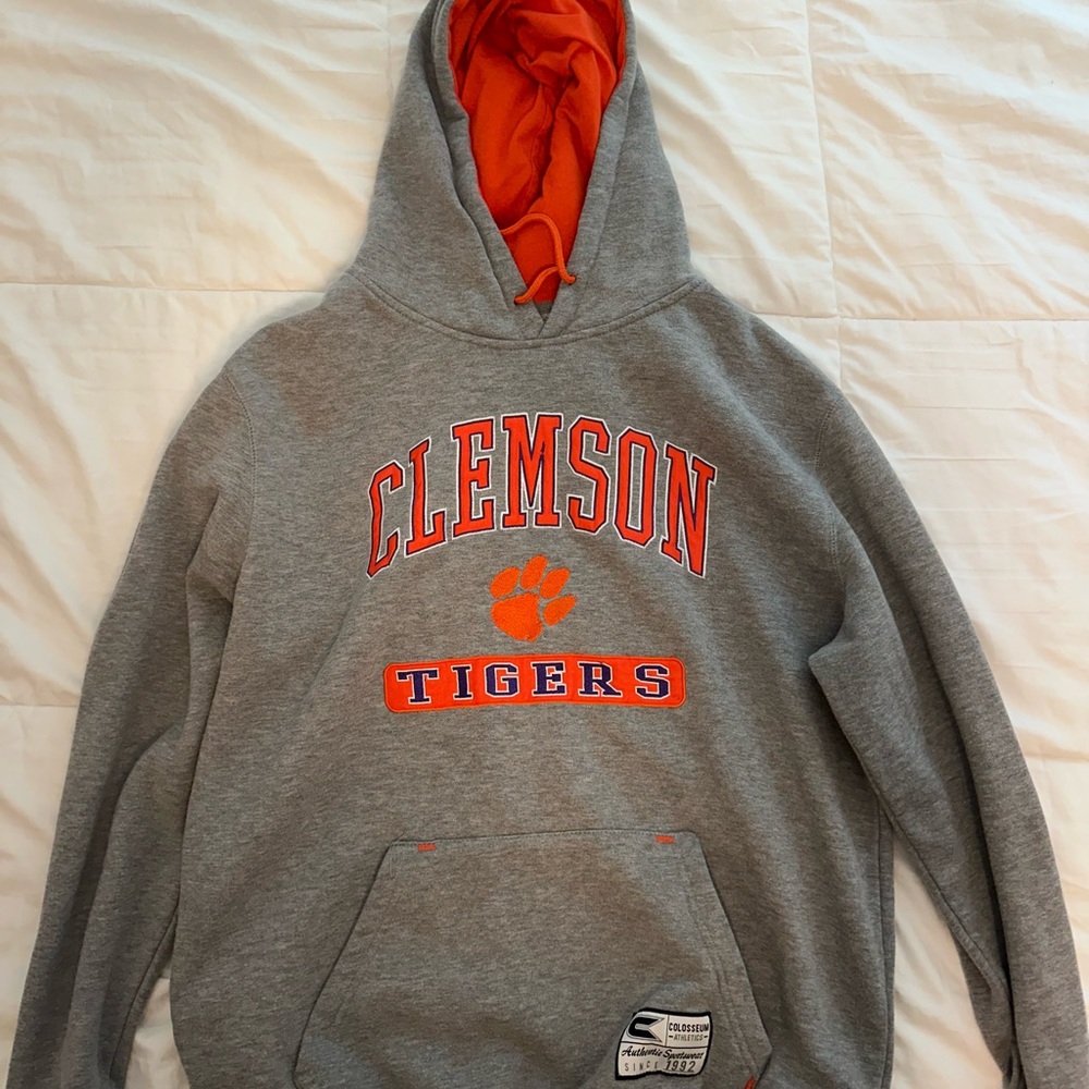 Colosseum Men's Gray and Orange Clemson Tigers Crewneck Hoodie